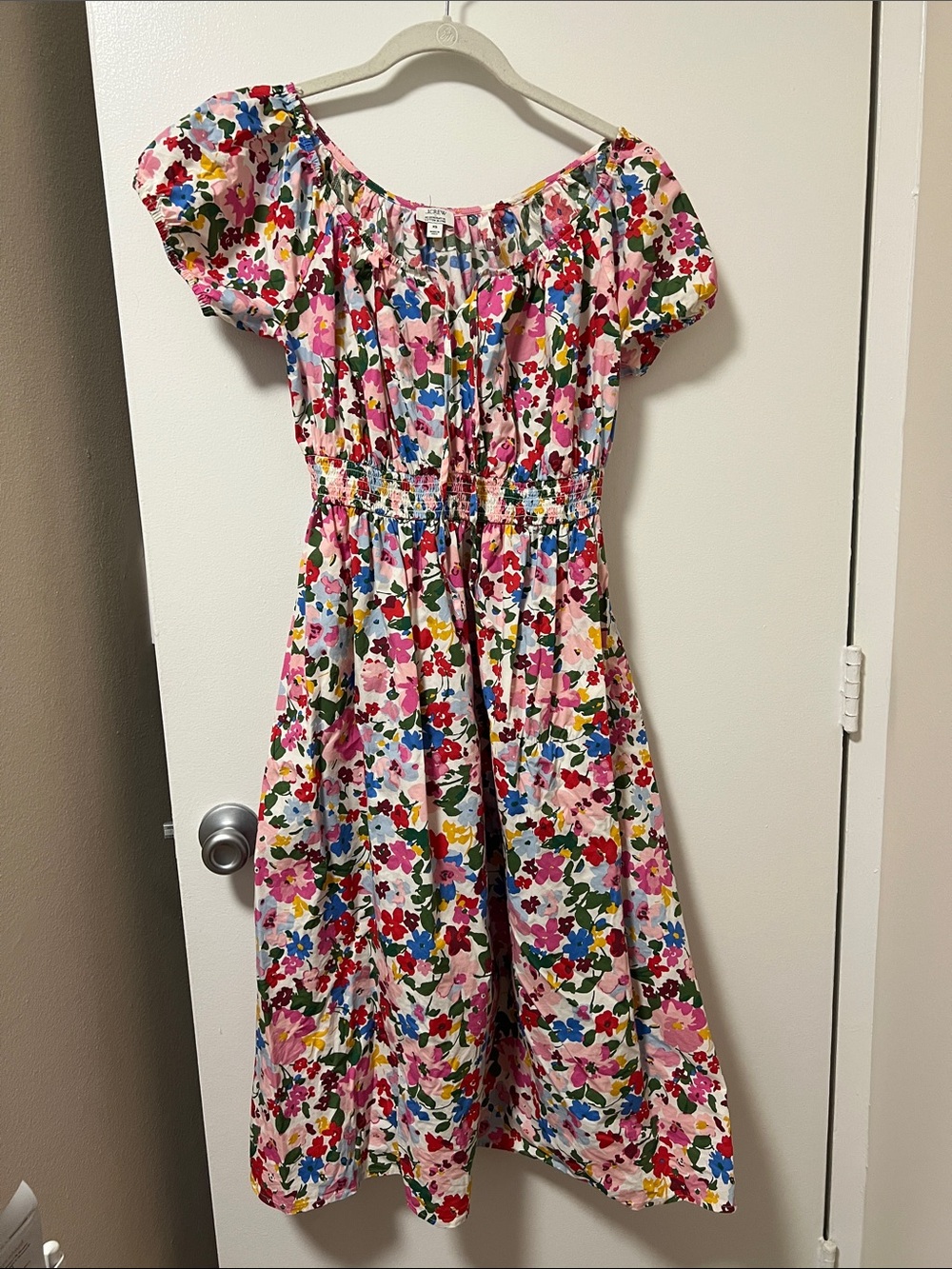 J. Crew Pink Multi Floral Puff-Sleeve Top